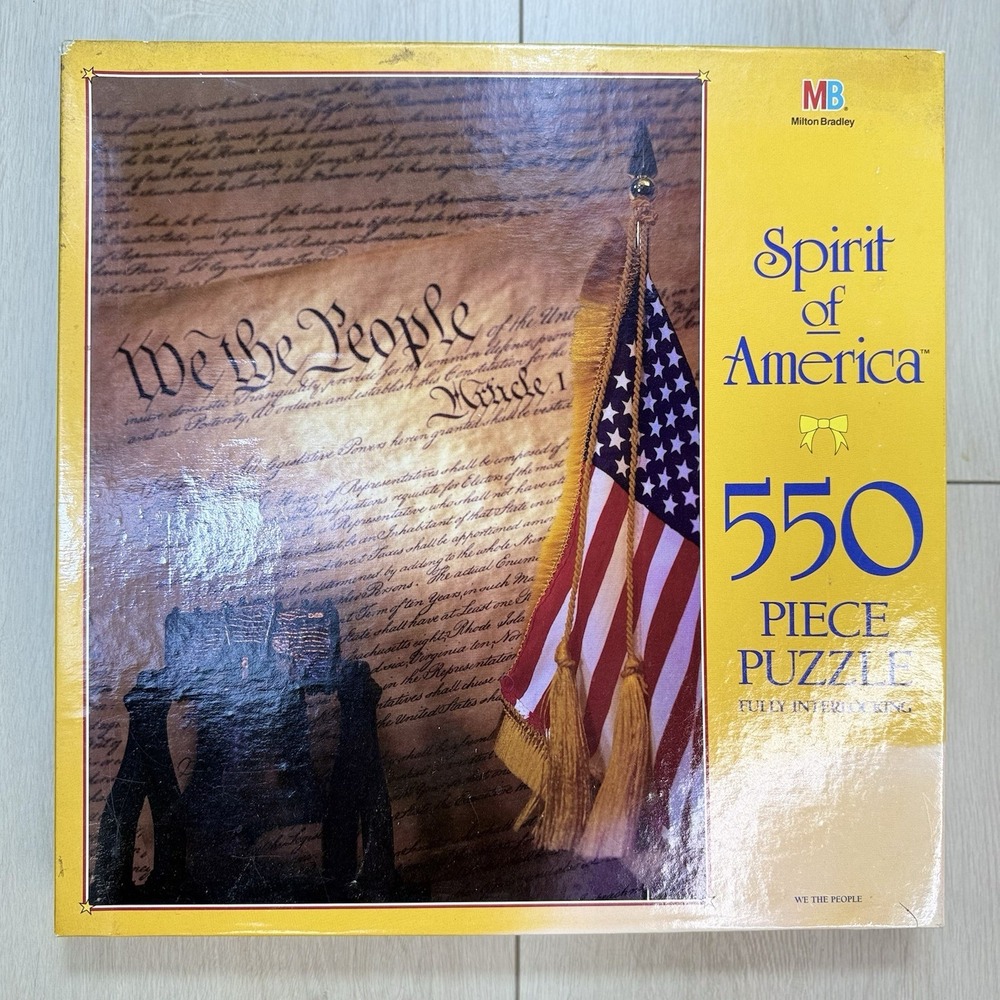 VTG Milton Bradley Spirit of America Puzzle 550 Piece Complete Flag USA 90s EUC!